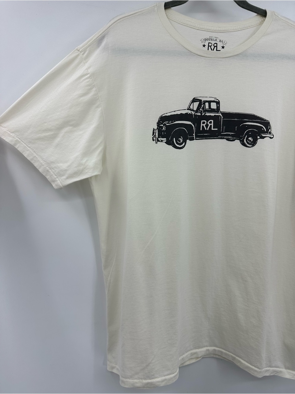 RRL Double RL Ralph Lauren Cream Short-Sleeve Tee with Black Truck Graphic - Picture 2 of 10